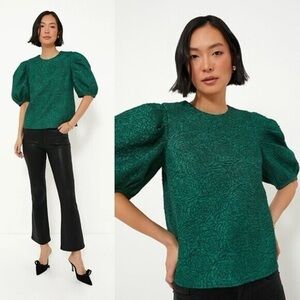 HYACINTH HOUSE
Green Jacquard Noelle Blouse